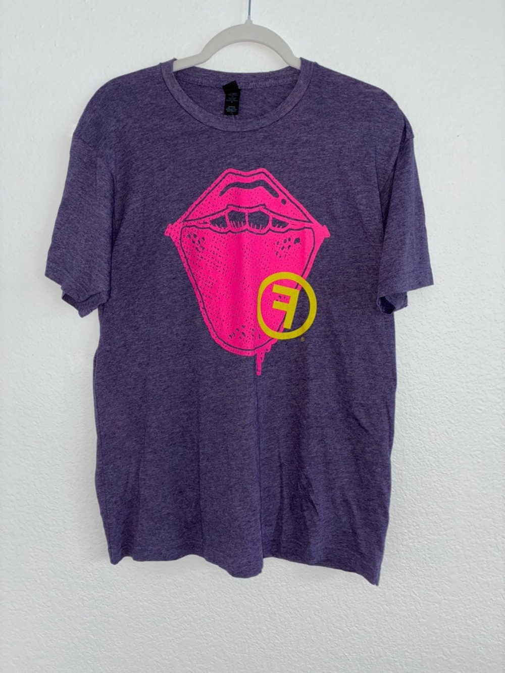 freebird Purple Short-Sleeve Tee with Hot Pink Tongue and Yellow Accent